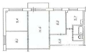 4-к квартира, вторичка, 61м2, 5/5 этаж