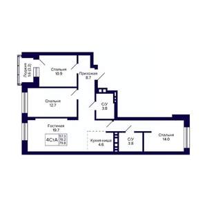 4-к квартира, вторичка, 80м2, 11/11 этаж