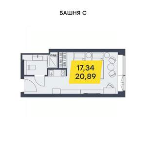 Студия квартира, строящийся дом, 21м2, 20/29 этаж