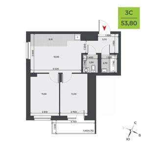 3-к квартира, вторичка, 54м2, 14/21 этаж