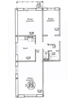 3-к квартира, вторичка, 87м2, 7/10 этаж