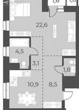 2-к квартира, вторичка, 51м2, 4/17 этаж