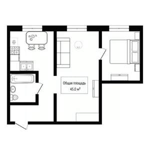 2-к квартира, вторичка, 45м2, 2/5 этаж