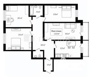 4-к квартира, вторичка, 132м2, 16/18 этаж