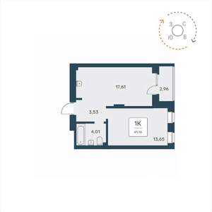 1-к квартира, вторичка, 42м2, 24/25 этаж