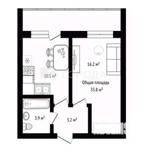 1-к квартира, вторичка, 34м2, 15/19 этаж