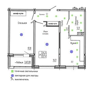 2-к квартира, вторичка, 64м2, 2/17 этаж