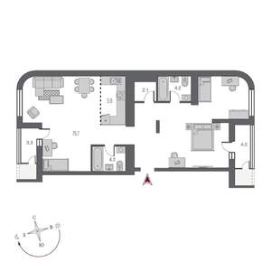 Студия квартира, вторичка, 99м2, 18/24 этаж