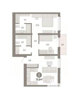 2-к квартира, вторичка, 71м2, 4/7 этаж