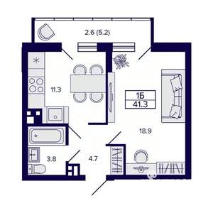 1-к квартира, вторичка, 41м2, 9/15 этаж