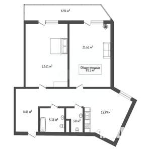 2-к квартира, вторичка, 81м2, 11/21 этаж