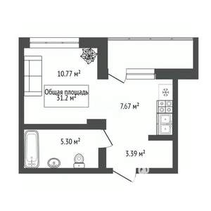 Студия квартира, вторичка, 31м2, 9/24 этаж