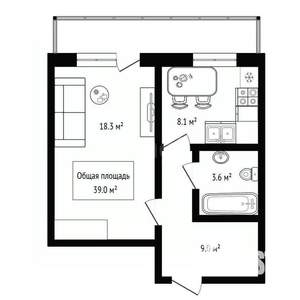 1-к квартира, вторичка, 39м2, 3/10 этаж