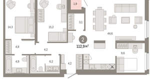2-к квартира, вторичка, 113м2, 5/24 этаж