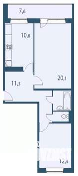 2-к квартира, строящийся дом, 62м2, 17/17 этаж