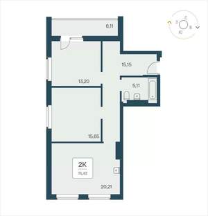 2-к квартира, вторичка, 75м2, 24/25 этаж