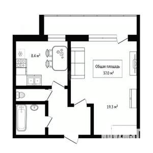 1-к квартира, вторичка, 37м2, 14/17 этаж