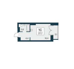 Студия квартира, вторичка, 28м2, 27/30 этаж