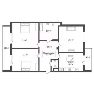 3-к квартира, вторичка, 123м2, 3/13 этаж