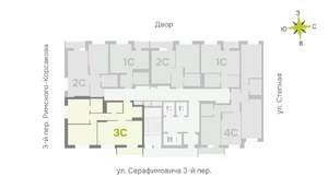 3-к квартира, строящийся дом, 69м2, 14/25 этаж