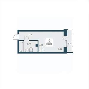 Студия квартира, вторичка, 23м2, 16/25 этаж