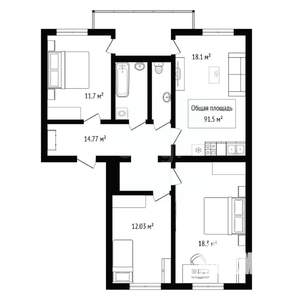 5-к квартира, вторичка, 92м2, 4/9 этаж