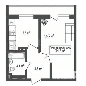 1-к квартира, вторичка, 35м2, 4/18 этаж