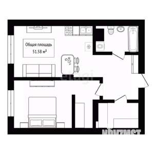 1-к квартира, вторичка, 52м2, 10/24 этаж