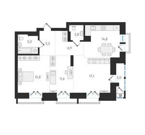 3-к квартира, вторичка, 79м2, 11/20 этаж