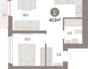 1-к квартира, вторичка, 41м2, 10/23 этаж