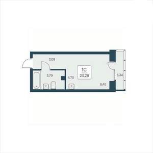 Студия квартира, вторичка, 23м2, 21/25 этаж
