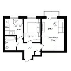 2-к квартира, вторичка, 37м2, 2/9 этаж