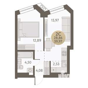 2-к квартира, вторичка, 40м2, 8/31 этаж