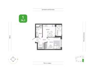 1-к квартира, вторичка, 36м2, 9/11 этаж