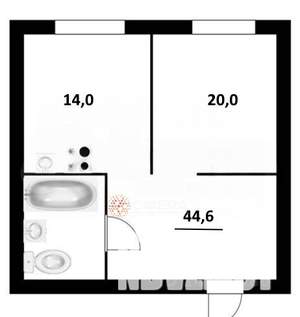 1-к квартира, вторичка, 45м2, 1/7 этаж