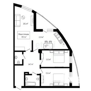 3-к квартира, сданный дом, 93м2, 16/24 этаж