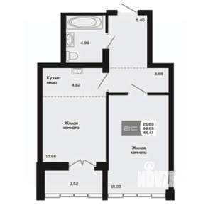 2-к квартира, вторичка, 45м2, 11/25 этаж