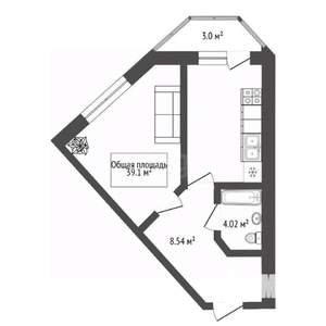 1-к квартира, вторичка, 39м2, 16/24 этаж