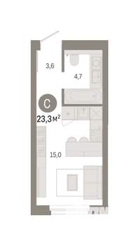 Студия квартира, вторичка, 23м2, 6/14 этаж