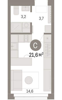 Студия квартира, вторичка, 22м2, 1/23 этаж