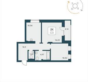 2-к квартира, вторичка, 56м2, 23/25 этаж
