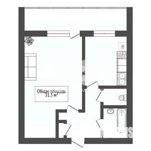 1-к квартира, вторичка, 31м2, 4/9 этаж