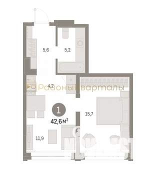 1-к квартира, вторичка, 43м2, 5/17 этаж
