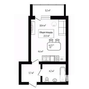 Студия квартира, вторичка, 23м2, 11/22 этаж