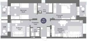 4-к квартира, вторичка, 82м2, 2/15 этаж