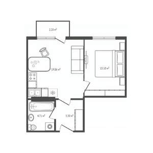 2-к квартира, вторичка, 44м2, 9/11 этаж