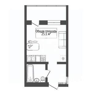 Студия квартира, вторичка, 27м2, 2/12 этаж