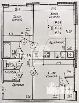 3-к квартира, вторичка, 56м2, 7/18 этаж
