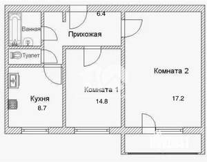 2-к квартира, вторичка, 53м2, 6/10 этаж