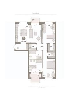 2-к квартира, сданный дом, 109м2, 6/8 этаж